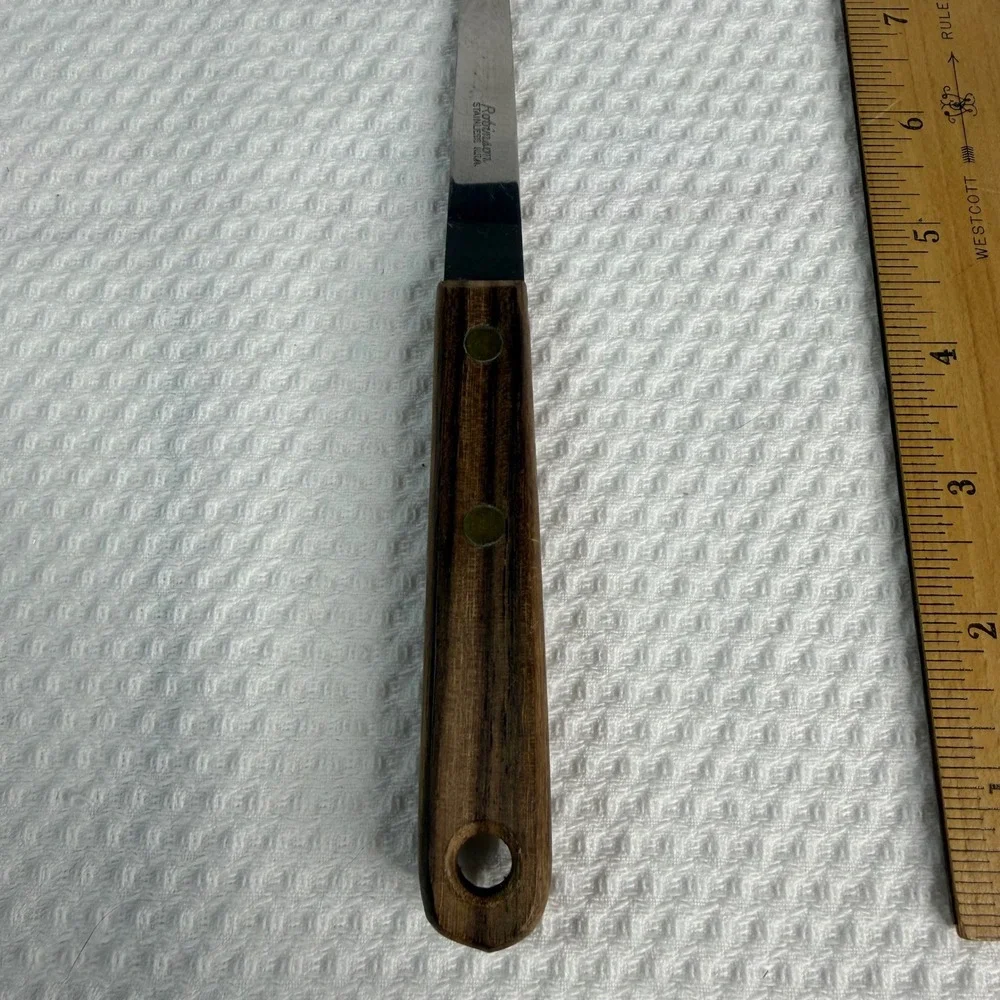 VTG Robinson Stainless USA Spatula Wood Handle Wide Curved Slotted Turner